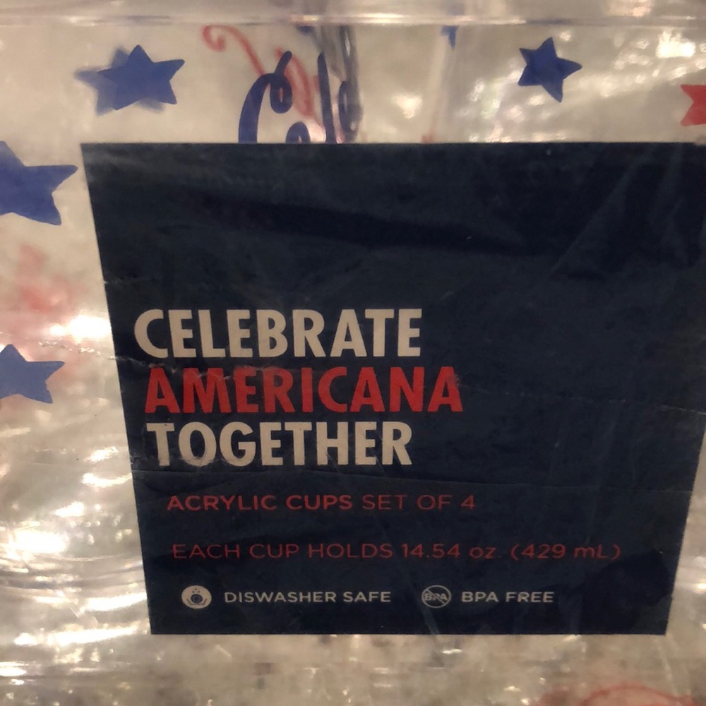 Kohl's Patriotic Acrylic Cups in Red, Blue, White - Set of 4